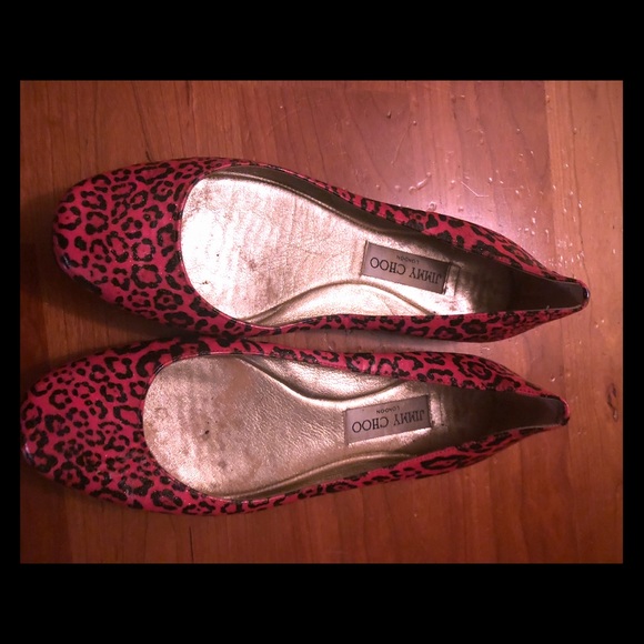 Jimmy Choo Pink Leopard Flats - Picture 1 of 4